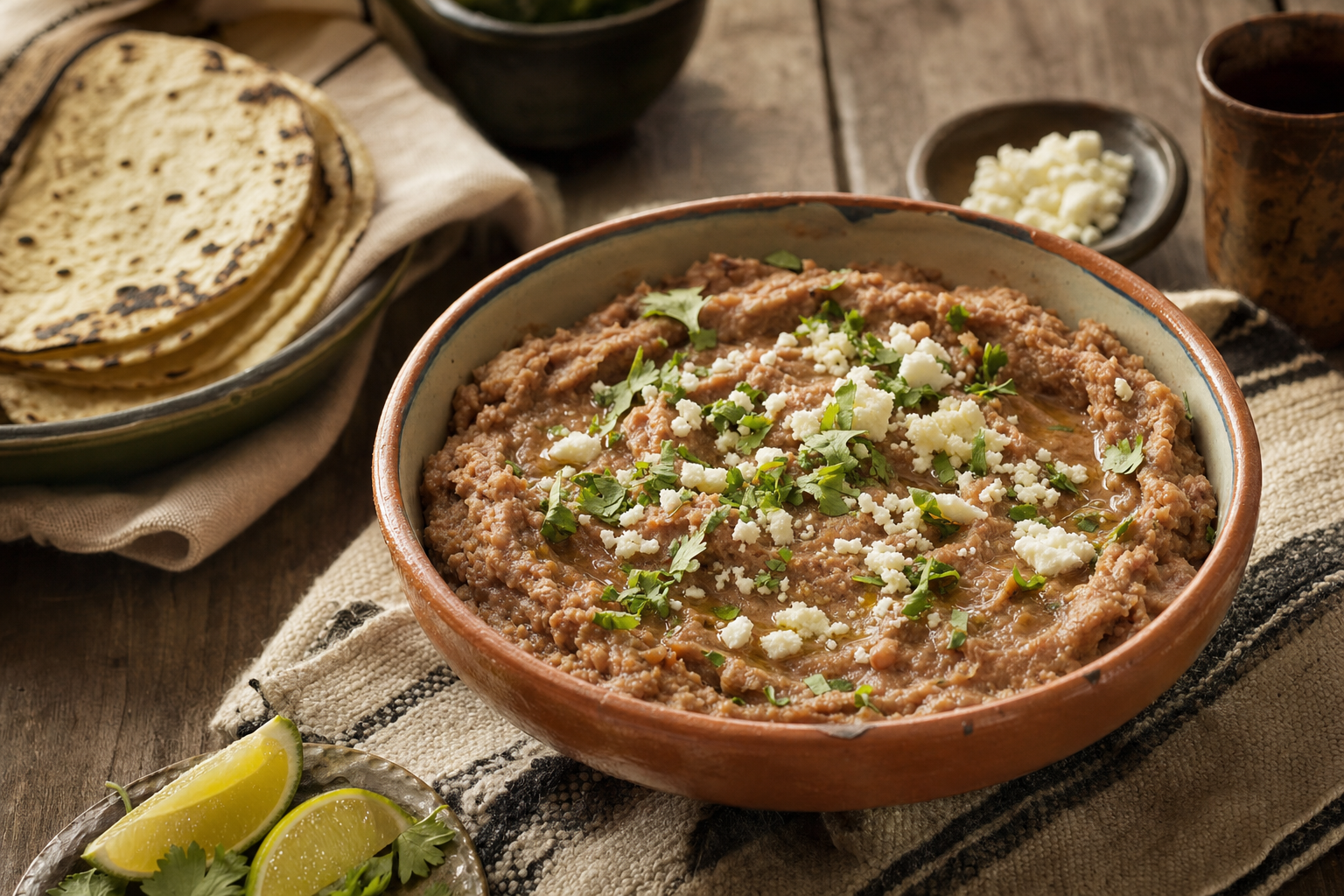 Frijoles Refritos — Gestampfte, in der Pfanne gebratene Pintobohnen: cremig, würzig und schnell gemacht